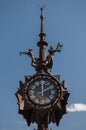 Bronze composition with the clock set at the beginning of Bauman street in Kazan