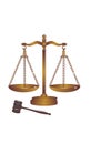 Bronze or copper gavel and scales.