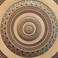 Bronze copper geometrical abstract ornament round fractal pattern background. Metal circle pattern effect background. Concept art Royalty Free Stock Photo