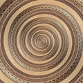 Bronze copper geometrical abstract ornament spiral fractal pattern background. Metal spiral pattern effect background swirl shape
