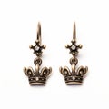 Bronze Crown Drop Diamond Earrings - Dark Symbolism Inspired Jewelry