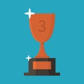 Bronze cup flat icon. Trophy. Award. Third place. Cartoon style. Vector illustration Royalty Free Stock Photo