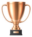 Bronze cup. Third place prize. Realistic metal trophy Royalty Free Stock Photo
