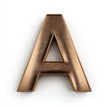 Bronze 3D Render of Letter A on White Background Royalty Free Stock Photo