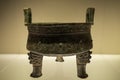 Bronze ding vessel Chinese ritual bronzes. Royalty Free Stock Photo