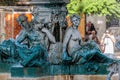 Bronze divinity statues in the fountain Royalty Free Stock Photo