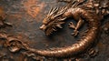 Ancient Bronze Dragon Sculpture Detail, Asian Mythology Symbol Royalty Free Stock Photo