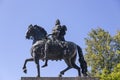 Bronze equestrian monument of Peter the Great in front of St. Michael`s Castle in St. Petersburg.