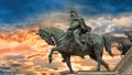 Bronze Equestrian sculpture of Victor Emmanuel II, Altare della Patria, Piazza Venezia, Rome, Italy Royalty Free Stock Photo