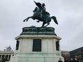 Bronze equestrian statue of Archduke Charles of Austsria on the Heldenplatz Heroes` Square in Vienna, Austria.