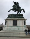 Bronze equestrian statue of Archduke Charles of Austsria on the Heldenplatz Heroes` Square in Vienna, Austria.