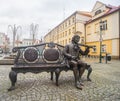 Bronze figure of baroque composer Georg Philipp Telemann playing violin