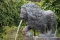 The bronze figure of a lion, a fragment of a fountain the Lion`s cascade in the Western Part of The Lower Park in the Peterhof