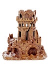 Bronze figure of a medieval ruined keep