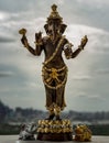 Bronze figurine of Lord ganesha and Mushika statue mouse Rat of Lord Ganesha amulet