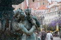 Bronze fountain at Rossio square in Lisbon Royalty Free Stock Photo