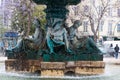 Bronze fountain at Rossio square in Lisbon Royalty Free Stock Photo