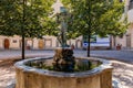 Bronze fountain statue of a miner at the Italian Court in Kutna Hora, Central Bohemian Region, Czech Republic