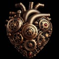 Steampunk Mechanical Heart with Gears and Pipes Royalty Free Stock Photo