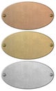 Bronze, gold and silver metal plates set isolated with clipping path included Royalty Free Stock Photo