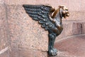 Bronze grifon on embankment Royalty Free Stock Photo