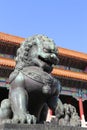 Bronze Guardian Lion Statue in the Forbidden City, Beijing Royalty Free Stock Photo