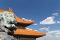 Bronze Guardian Lion Statue in the Forbidden City, Beijing, China Royalty Free Stock Photo