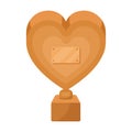 Bronze heart in the form of awards.The audience award for best film. Movie awards single icon in cartoon style vector