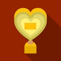 Bronze heart in the form of awards.The audience award for best film. Movie awards single icon in flat style vector