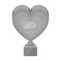 Bronze heart in the form of awards.The audience award for best film. Movie awards single icon in monochrome style vector