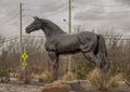 Bronze horse on a traffic circle in the City of Colleyville, Texas.