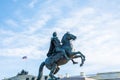 The Bronze Horseman, an equestrian statue of Peter the Great in the Senate Square in Saint Petersburg, Russia Royalty Free Stock Photo