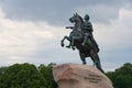 The Bronze Horseman an equestrian statue of Peter the Great in the Senate Square in St Petersburg, Russia. Royalty Free Stock Photo