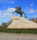 The Bronze Horseman equestrian statue of Peter the Great in St Petersburg, Russia. Royalty Free Stock Photo