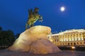 The Bronze Horseman - equestrian statue of Peter the Great in Staint-Petersburg, Royalty Free Stock Photo