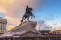Bronze Horseman, Monument of Russian emperor Peter the Great in Saint Petersburg. Russia Royalty Free Stock Photo