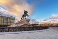 Bronze Horseman, Monument of Russian emperor Peter the Great in Saint Petersburg. Russia Royalty Free Stock Photo