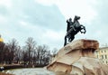 Bronze Horseman&Monument to the first Russian Emperor Peter the Great Royalty Free Stock Photo