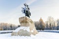 The Bronze Horseman is a monument to Peter the Great on the Senate Square in St. Petersburg. Its opening was held in 1782 Royalty Free Stock Photo