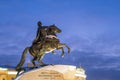 Bronze Horseman Monument to Peter the Great on the Senate Square in St. Petersburg in winter Royalty Free Stock Photo