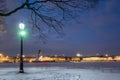 Bronze Horseman Monument to Peter the Great on the Senate Square in St. Petersburg in winter Royalty Free Stock Photo