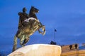 Bronze Horseman Monument to Peter the Great on the Senate Square in St. Petersburg in winter Royalty Free Stock Photo