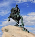 The Bronze Horseman statue on the Senate Square in Saint Petersburg, Russia Royalty Free Stock Photo