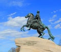 The Bronze Horseman equestrian statue of Peter the Great in St Petersburg, Russia. Royalty Free Stock Photo