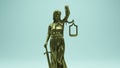 Bronze Lady Justice Statue Gold Judicial System Traditional Sculpture with Scales Front View Royalty Free Stock Photo