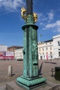 Bronze lamp in Gustaf Adolf square, Gothenburg, Sweden Royalty Free Stock Photo