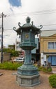 Bronze lantern in Great Buddha Temple in Takaoka, Japan