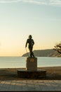 Bronze life-size statue to famous Salvador Dali in Cadaques, Spain.