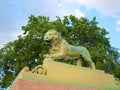 The bronze lion at Dvortsovaya pier Royalty Free Stock Photo
