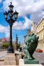 Bronze lion at the famous Prado avenue in Havana